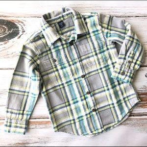 Gap Gray Flannel Button Down Shirt 4T
